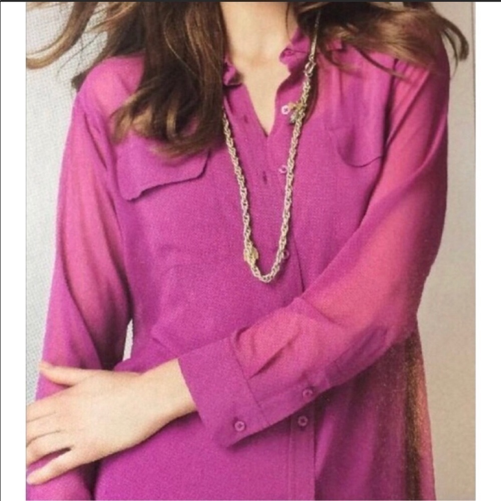 CAbi Fuchsia Button-Down Blouse